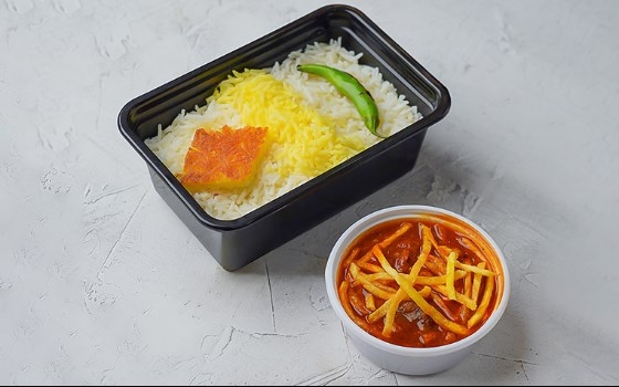 چلو خورشت قیمه سیب زمینی